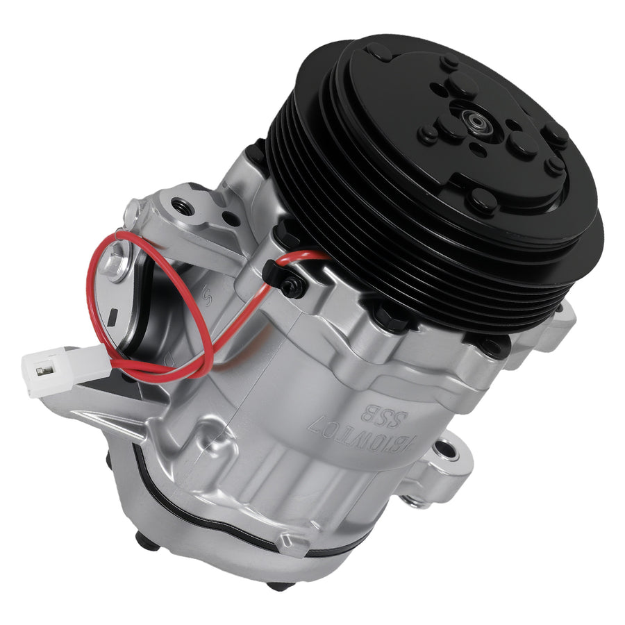 Chrome A/C Compressor with Clutch For Sanden SD7 compatible for Mini 6-Groove Serpentine Belt