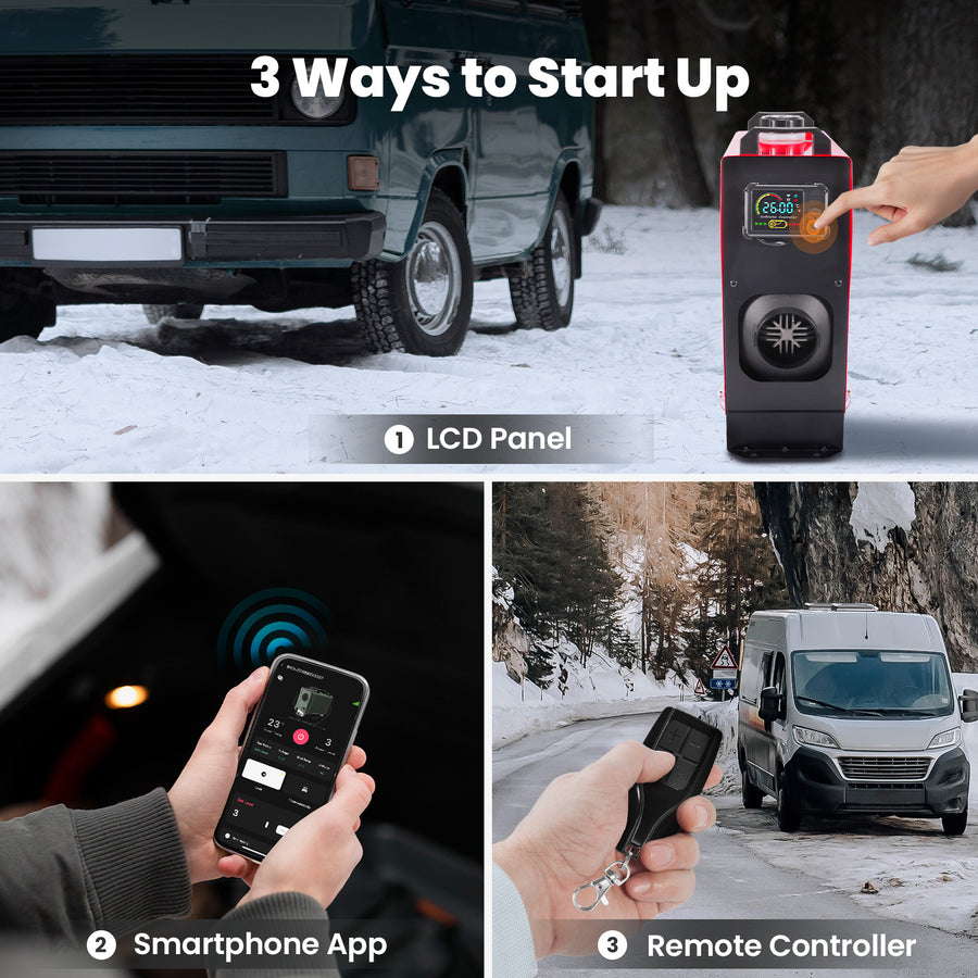 12V 5KW Air Diesel Heater LCD Mobile App Control for Truck MotorHome SUV Caravan