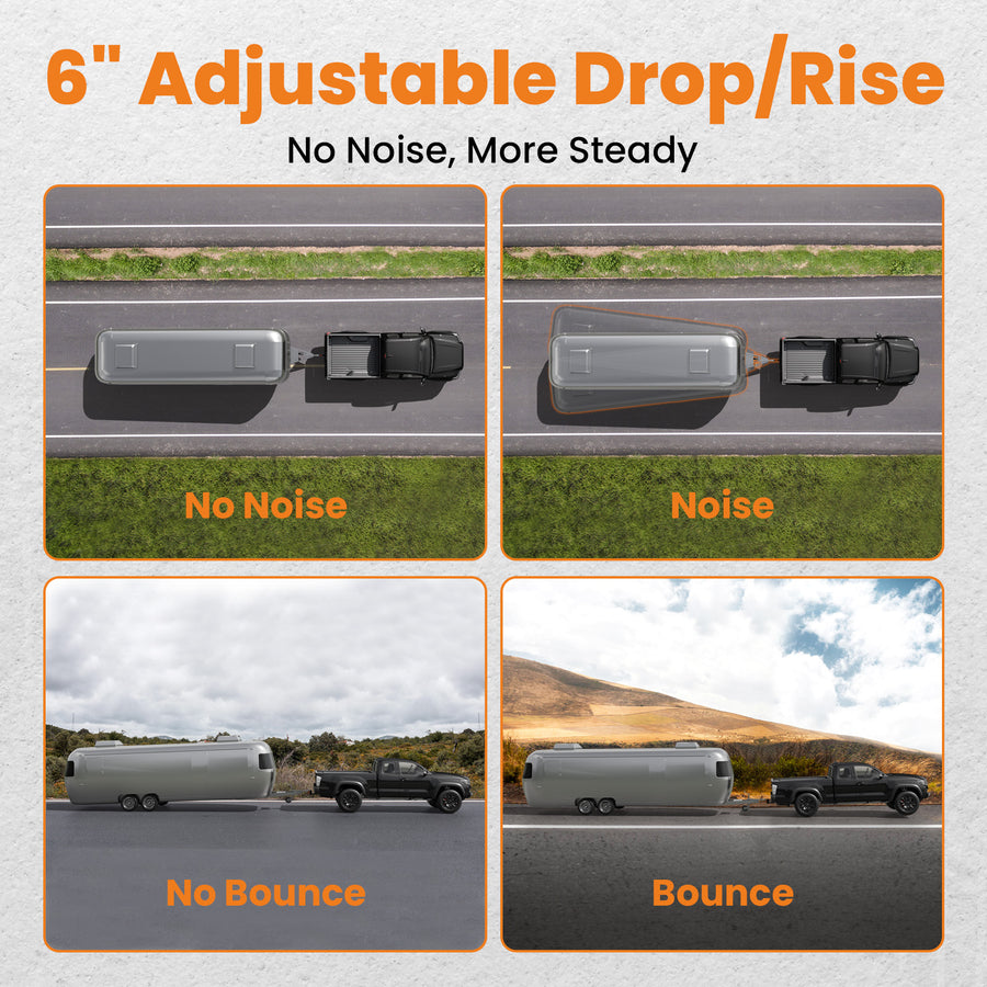 12000lbs Three Ball Trailer Hitch w/ Air Suspension Bag 6 Drop/Rise 2 Receiver