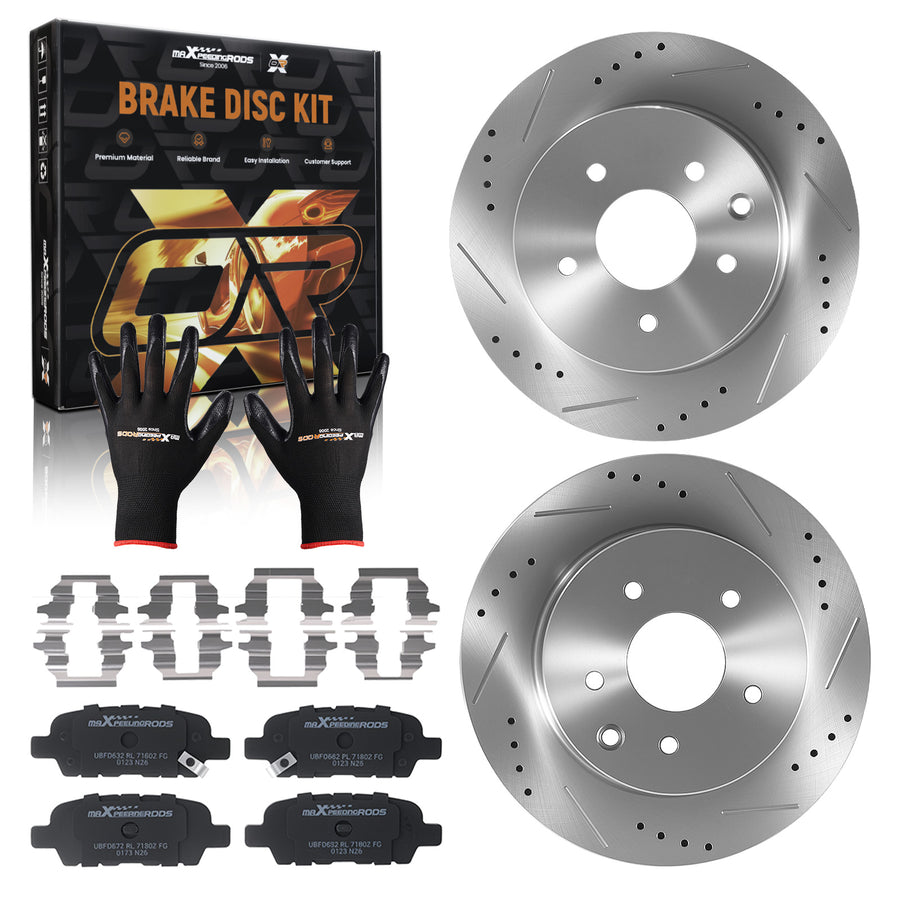 Rear Brake Rotors And Pads Set compatible for Infiniti G35/Compatible for Nissan 350z 2003-2005 D905 31349