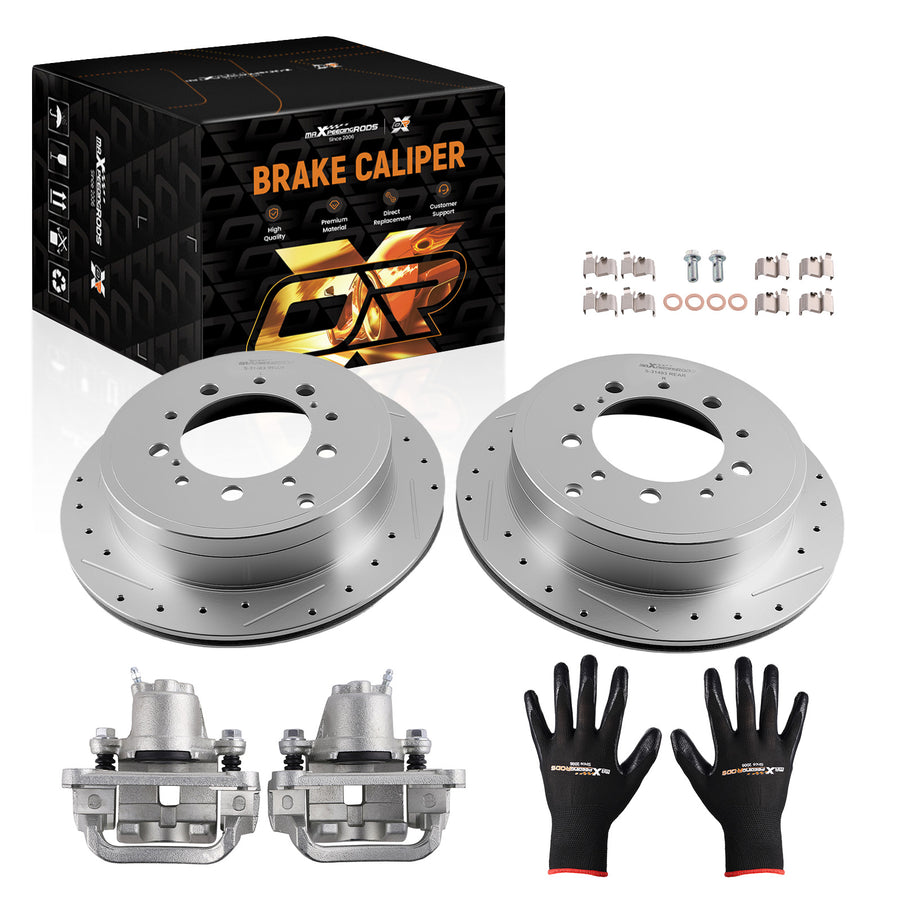 Rear Brake Rotors Calipers Set compatible for Toyota Tundra Sequoia 2007-2016 V8
