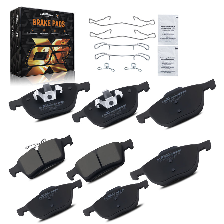 Front Rear Ceramic Brake Pads Set compatible for Ford Escape/Focus/Transit Connect 2012-18