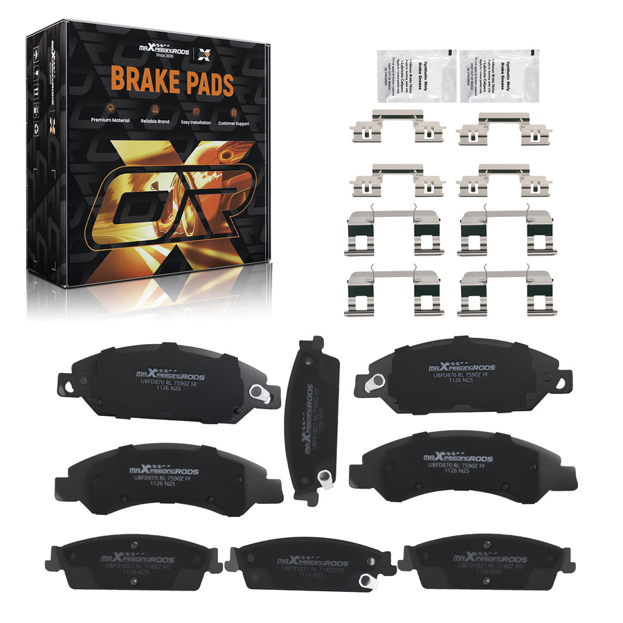 Frontrear Ceramic Brake Pads Kit compatible for Cadillac Escalade/GMC Yukon Sierra 1500