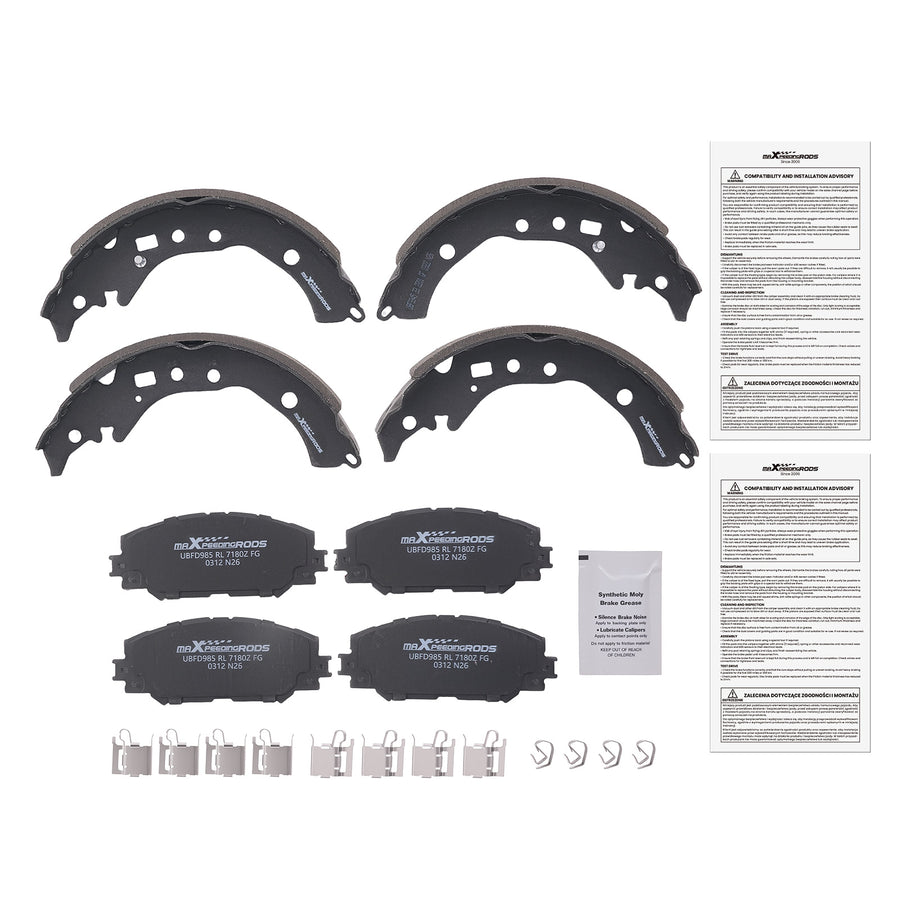 Front Disc Brake PadsRear Brake Shoes compatible for Scion xD 2008-14 compatible for Toyota Corolla 09-19