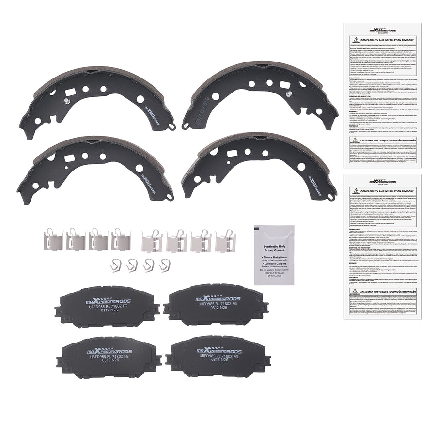 Front Disc Brake PadsRear Brake Shoes compatible for Scion xD 2008-14 compatible for Toyota Corolla 09-19