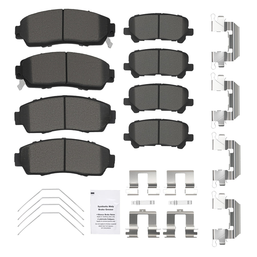Front Rear LR Disc Brake Pads Kit compatible for Honda Odyssey 2011-2017 w/ Pad Shims