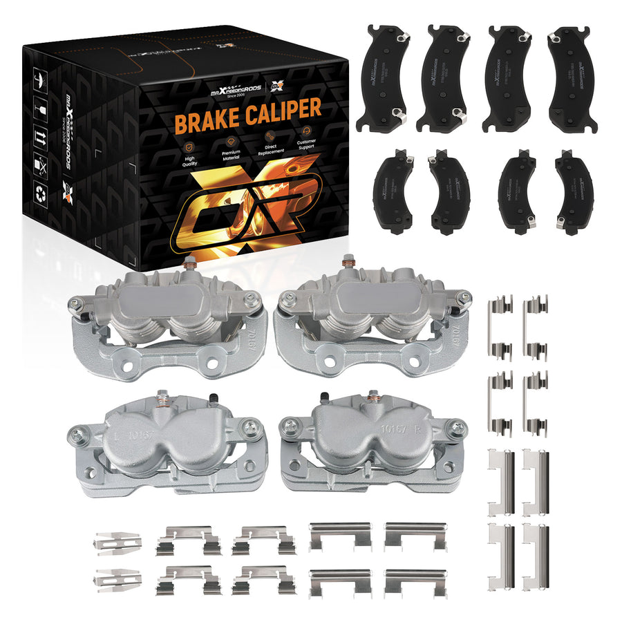 Front Rear Brake Calipers Brake Pads Set compatible for Cadillac Escalade/Chevy Tahoe 2002