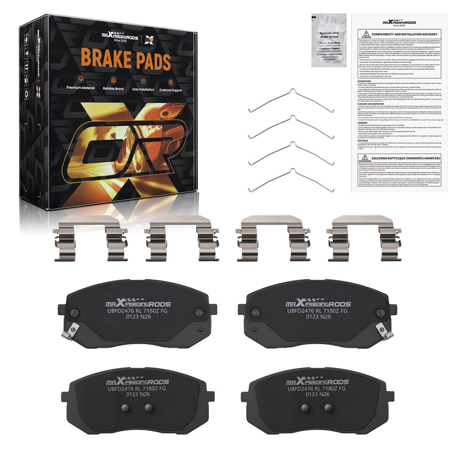 Front Ceramic Brake Pads Set compatible for Hyundai Kona Electric 2021-2024/Sonata 2015-19