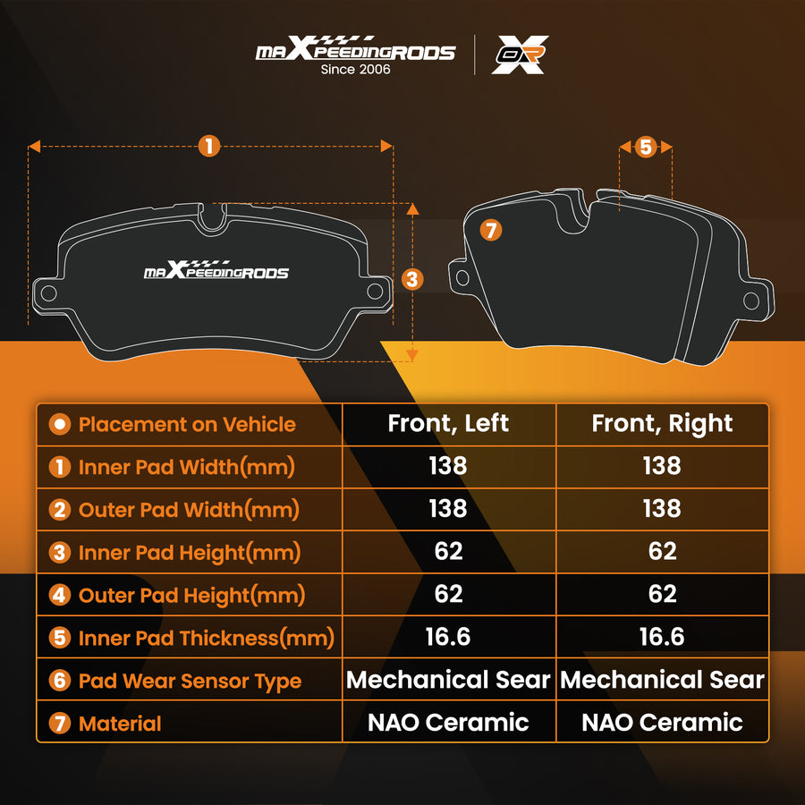 Front Ceramic Brake Pads Set compatible for Hyundai Kona Electric 2021-2024/Sonata 2015-19
