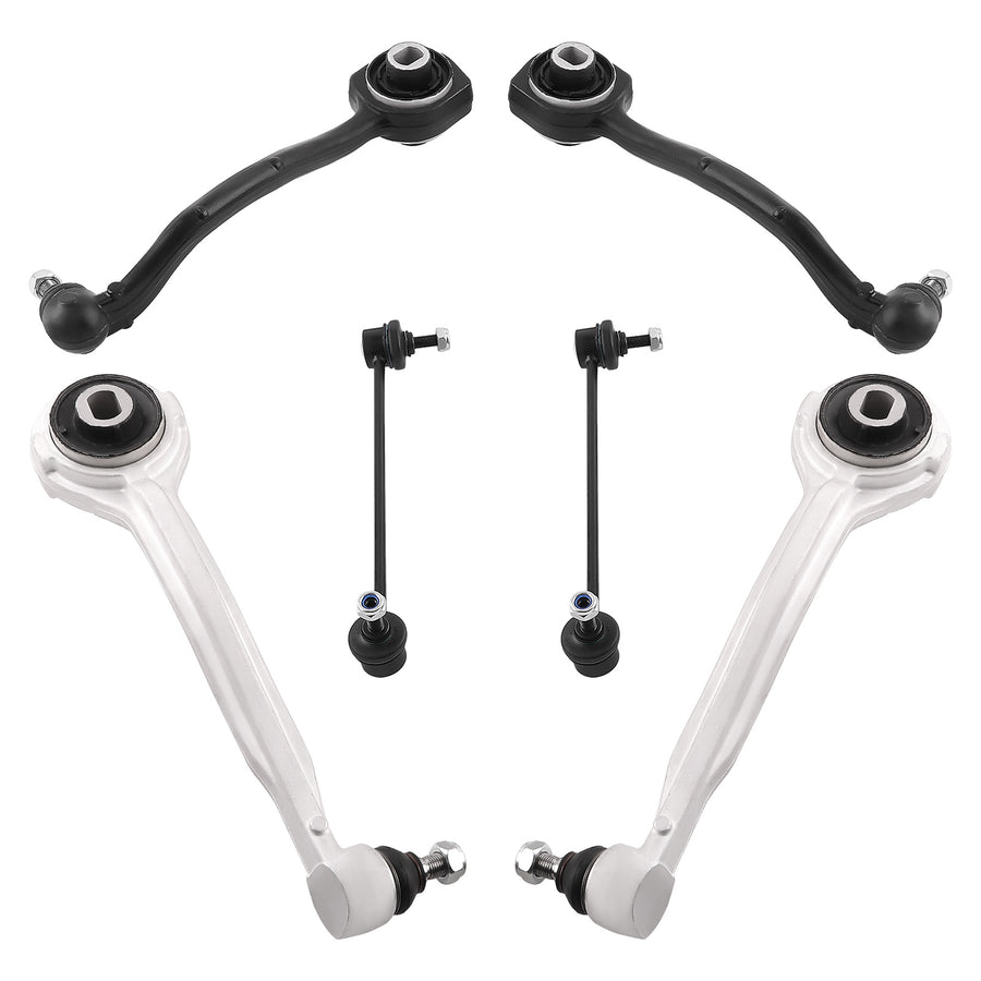 6x Front Upper & Lower Rearward Control Arms compatible for Mercedes Benz C320 2001-2005