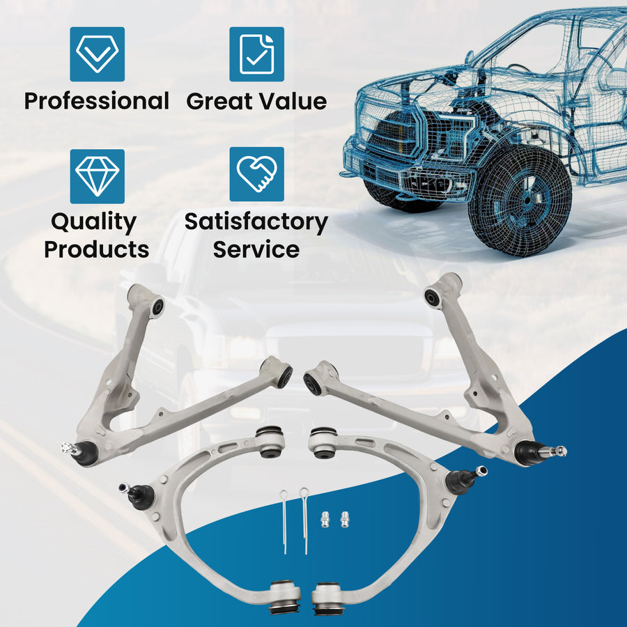 Suspension Upper Lower Control Arm Set For 2014-2016 compatible for Chevy Silverado Sierra 1500