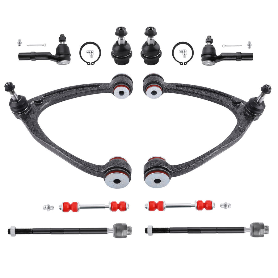10x Front Upper Control Arms Ball Joints Tie Rods For 07-13 compatible for Chevy Silverado 1500