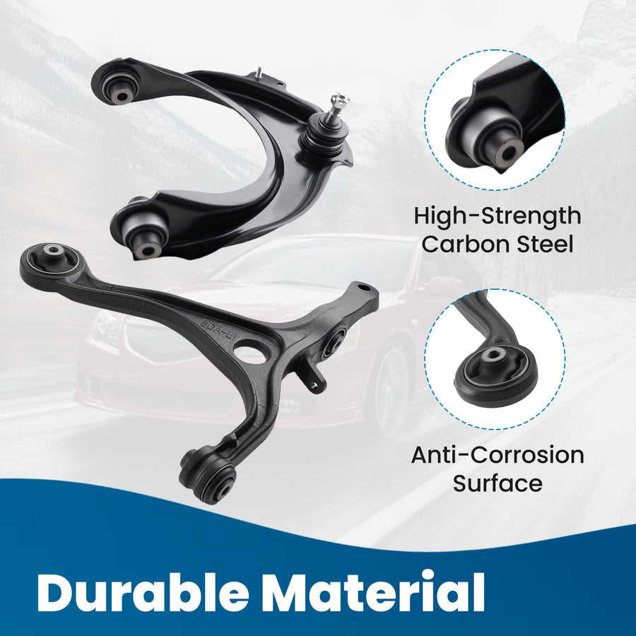 Front Upper Lower Control Arm w/Ball Joint for 2003-07 compatible for Honda Accord 2004-08 TSX