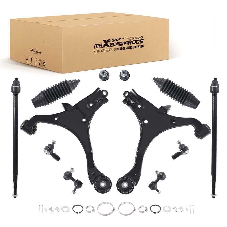 12pc Front Lower Control Arms Tie rods Sway Bars for 2001 - 2005 compatible for Acura EL Civic