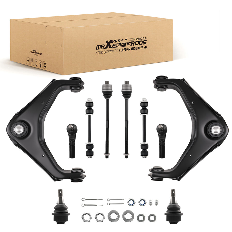 Front Upper Control Arms Sway Bar Tie Rods compatible for Chevy Silverado Sierra 2500 HD