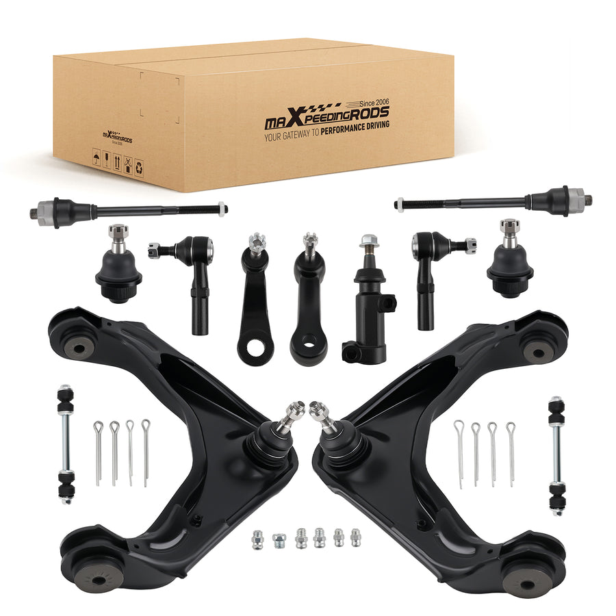 13x Front Upper Control Arms Tierods compatible for Chevy Silverado GMC Sierra 3500 2500 HD