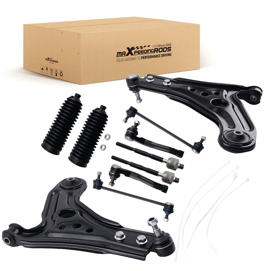 10x Front Lower Control Arms Tie Rods Sway Bar for 2004-2011 compatible for Chevy Aveo Aveo5