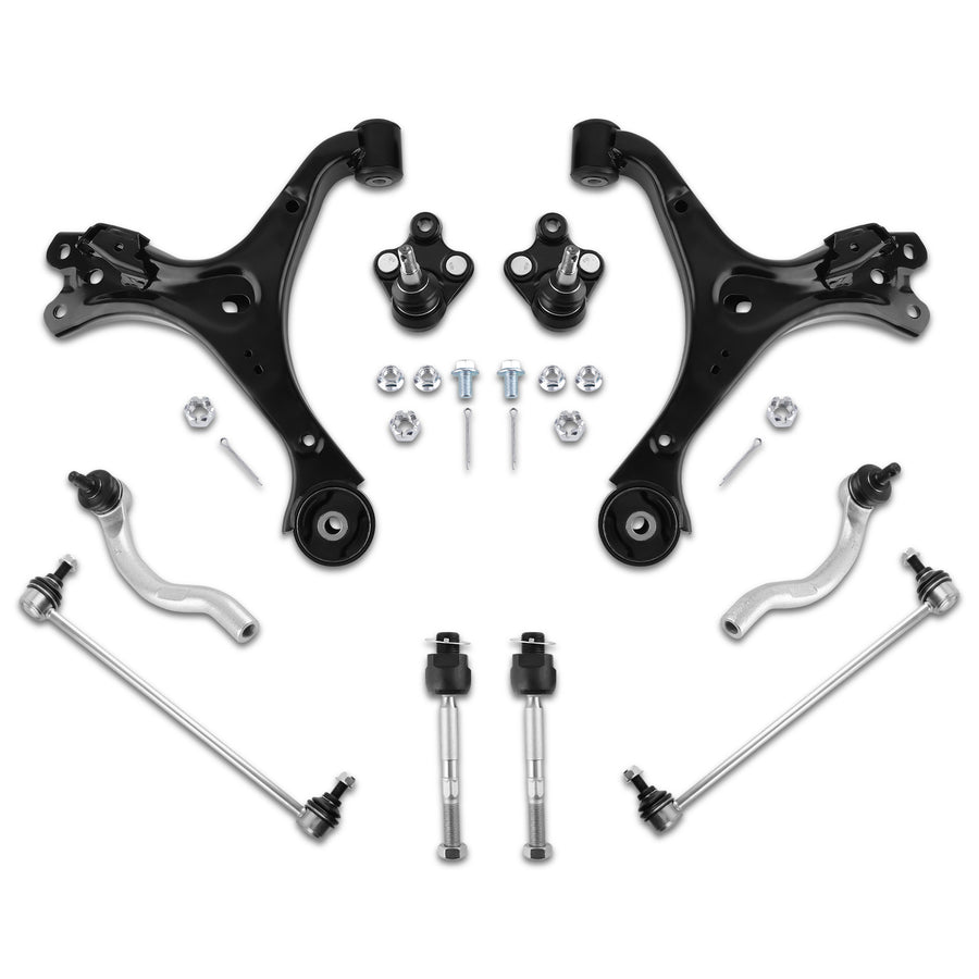 Front Lower Control Arms Sway Bars Tie Rods for 2012-2015 compatible for Honda Civic compatible for Acura ILX