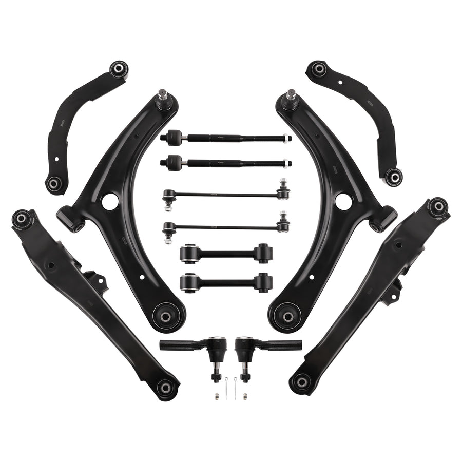 14pc Front Rear Control Arms Tie Rods Sway Bars compatible for Jeep Compass Patriot Caliber