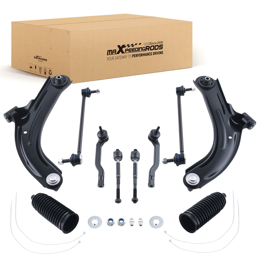 10pc Front Lower Control Arm Ball Joint Tie Rod Sway Link compatible for Nissan Cube Versa