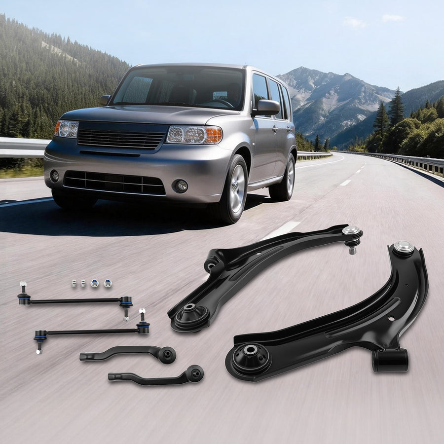 Front Suspension Kit Control Arms Ball Joint Tie Rod compatible for Nissan Versa Cube 07-14
