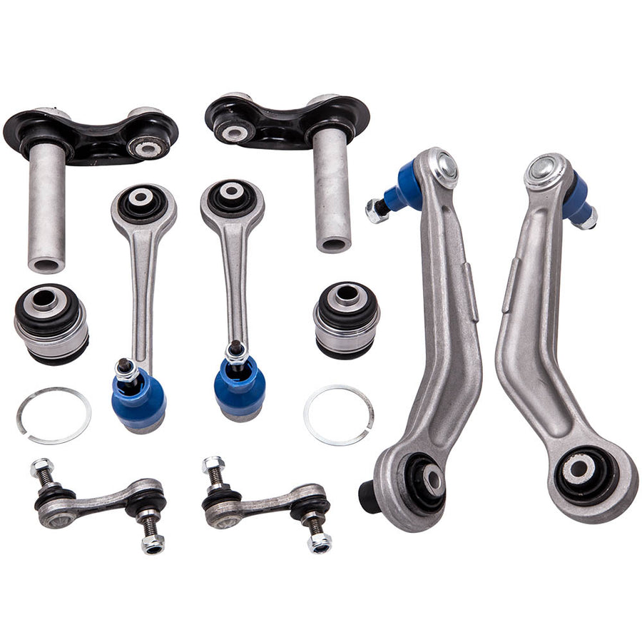 Compatible for BMW E39 Front Wishbone Control Arm Kit + 2 Tie Rods + 2 Stabilizers suspension arms