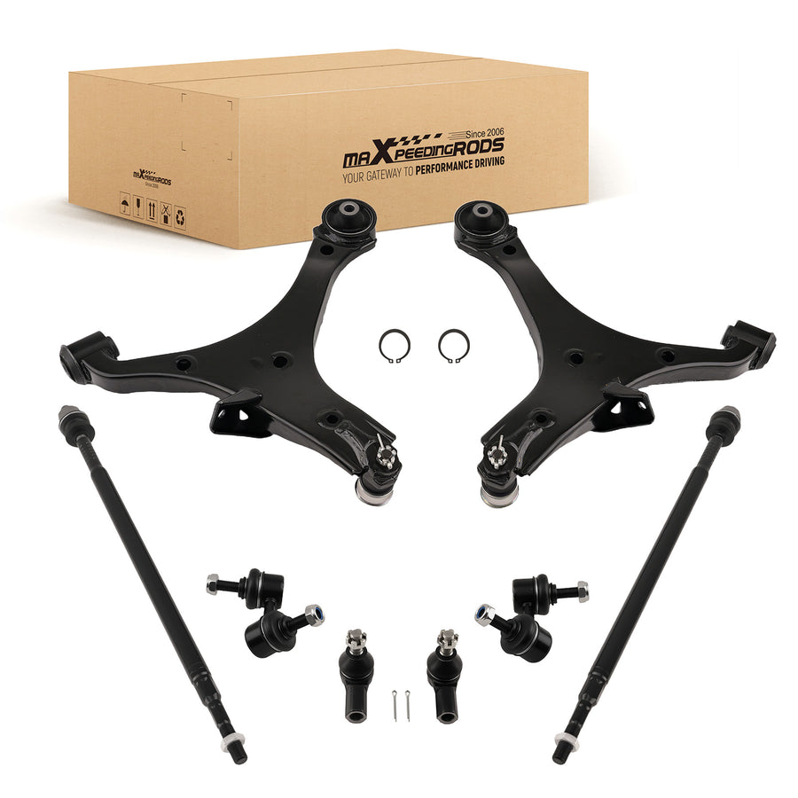 10x Front Lower Control Arms Sway Bars Tie Rods Kit for 2003-2011 compatible for Honda Element