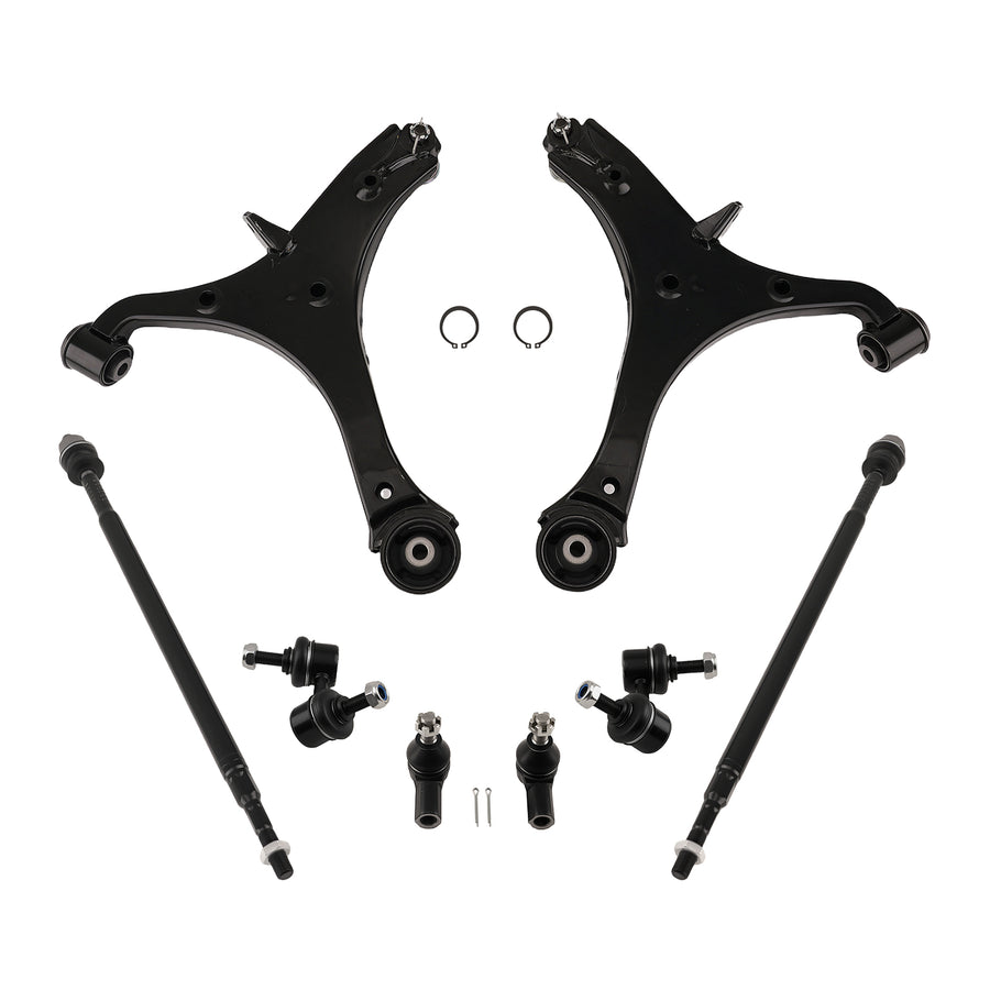 10x Front Lower Control Arms Sway Bars Tie Rods Kit for 2003-2011 compatible for Honda Element