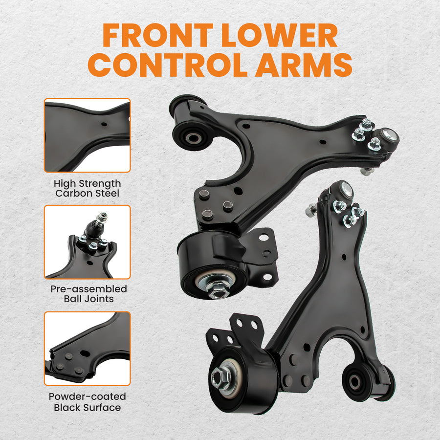 8x Front Lower Control Arms w/Ball Joints LHRH compatible for Buick Enclave 3.6L 08 - 15