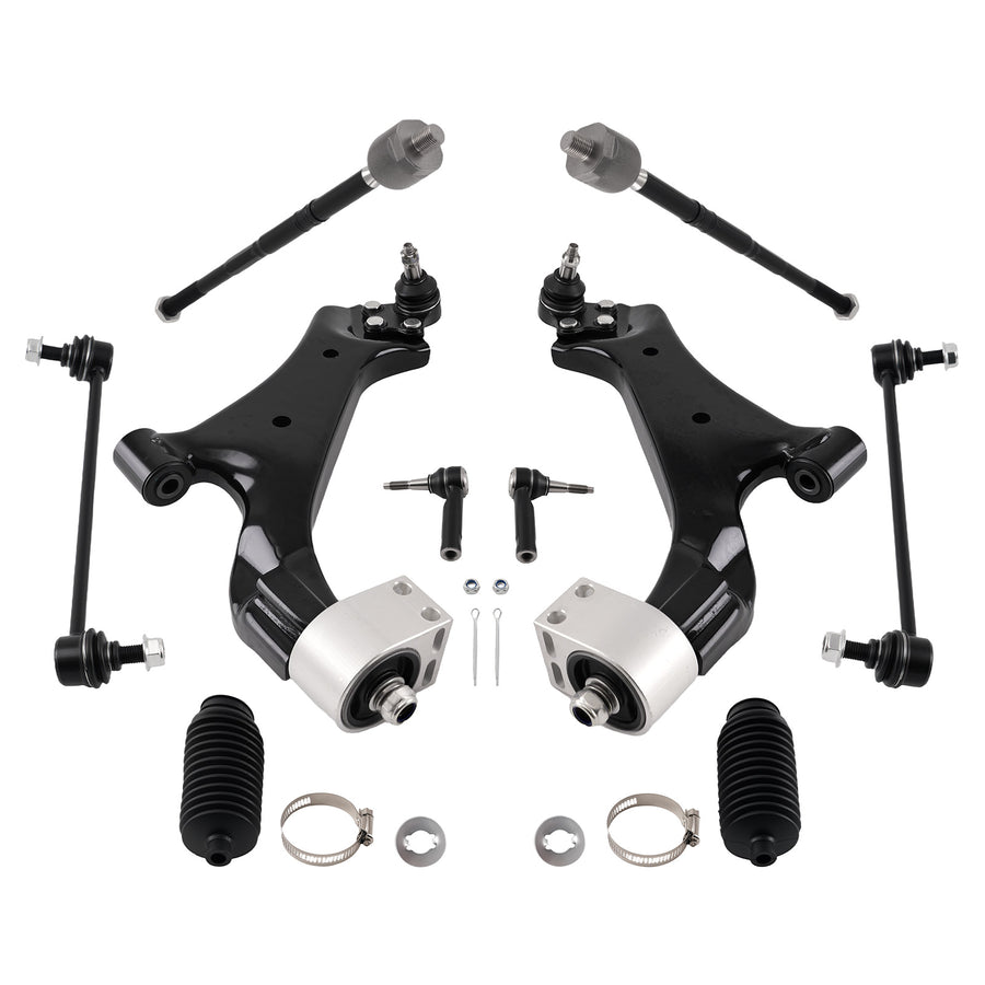 10x Front Lower Control Arms Sway Bar Tie Rods compatible for Chevy Equinox 2010-2017 2.4L
