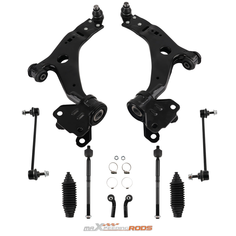 10x Front Lower Control Arms Ball Joints Tie Rod Ends for 2013-2018 compatible for Ford Escape