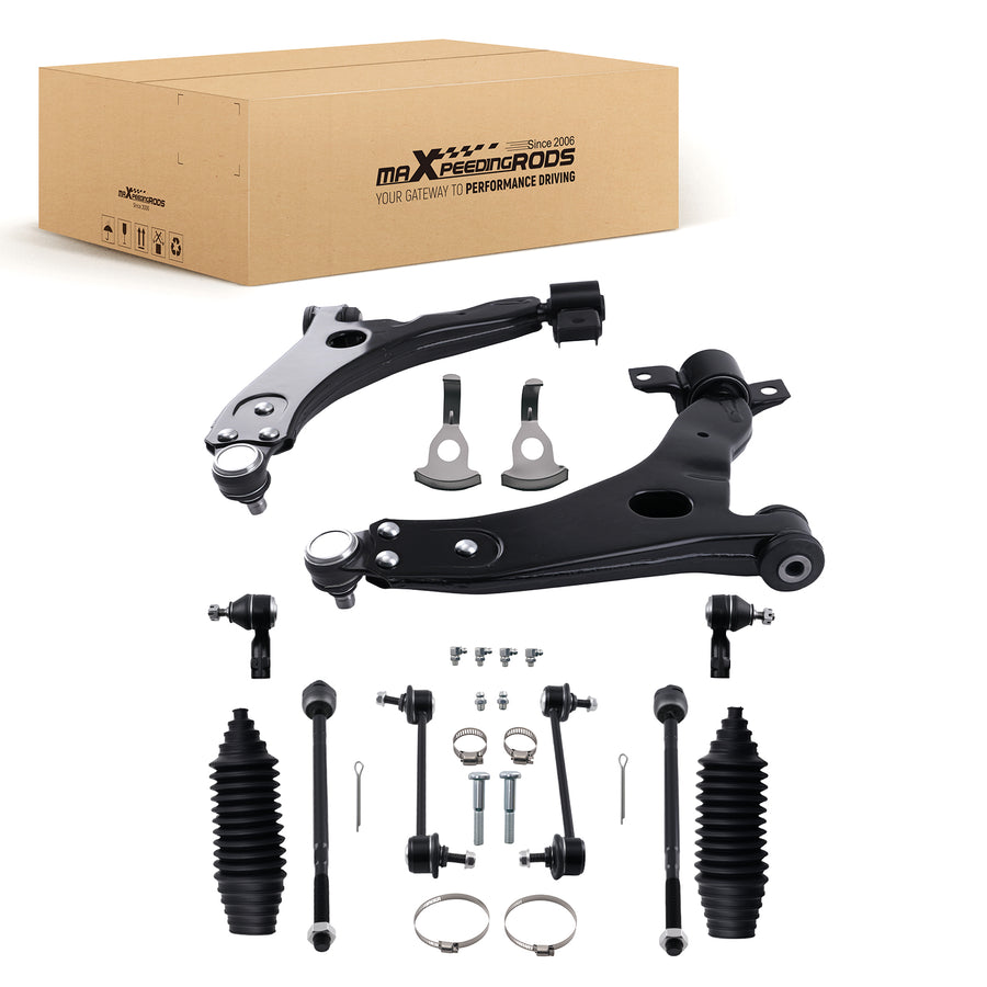 10PC Front Control Arm Ball Joint Tie Rod End Kit compatible for Ford Focus 2000-2004