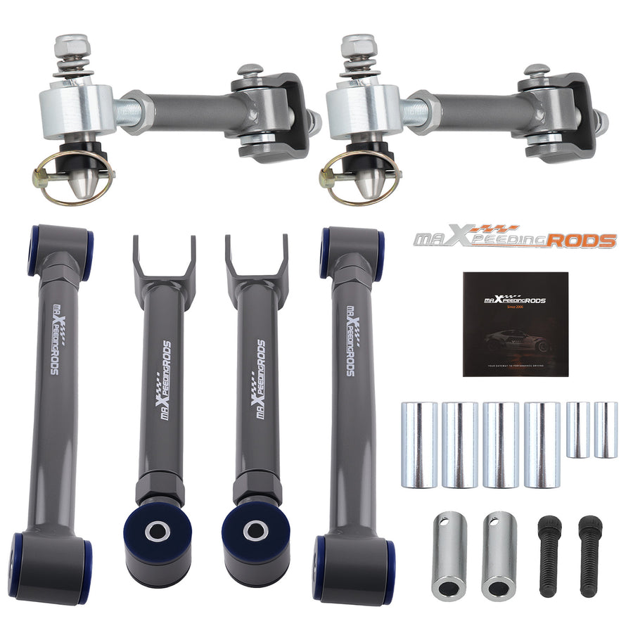 6Pc for 84-01 compatible for Jeep Cherokee XJ Adjustable Front UpperLower Control Arm Sway Bar