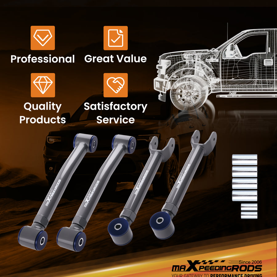 6Pc for 84-01 compatible for Jeep Cherokee XJ Adjustable Front UpperLower Control Arm Sway Bar