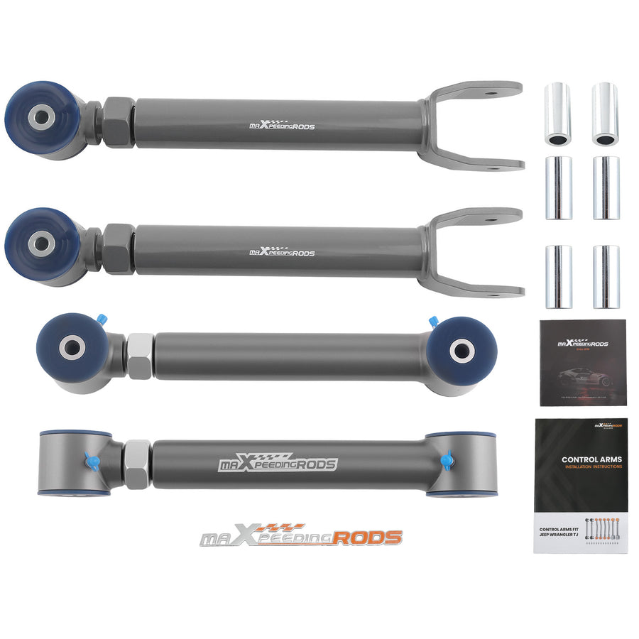 Complete Set Adjustable Control Arms for 1997-2006 compatible for Jeep Wrangler TJ w/ Spacers