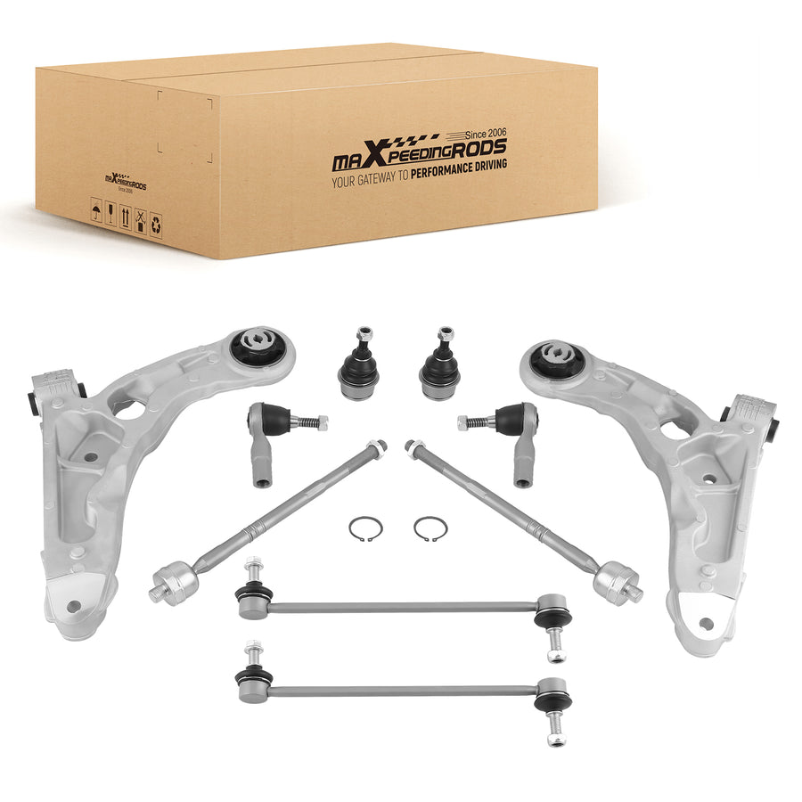 10x Front Lower Control Arms Sway Bar Links Tie Rods for 2014-2018 compatible for Jeep Cherokee
