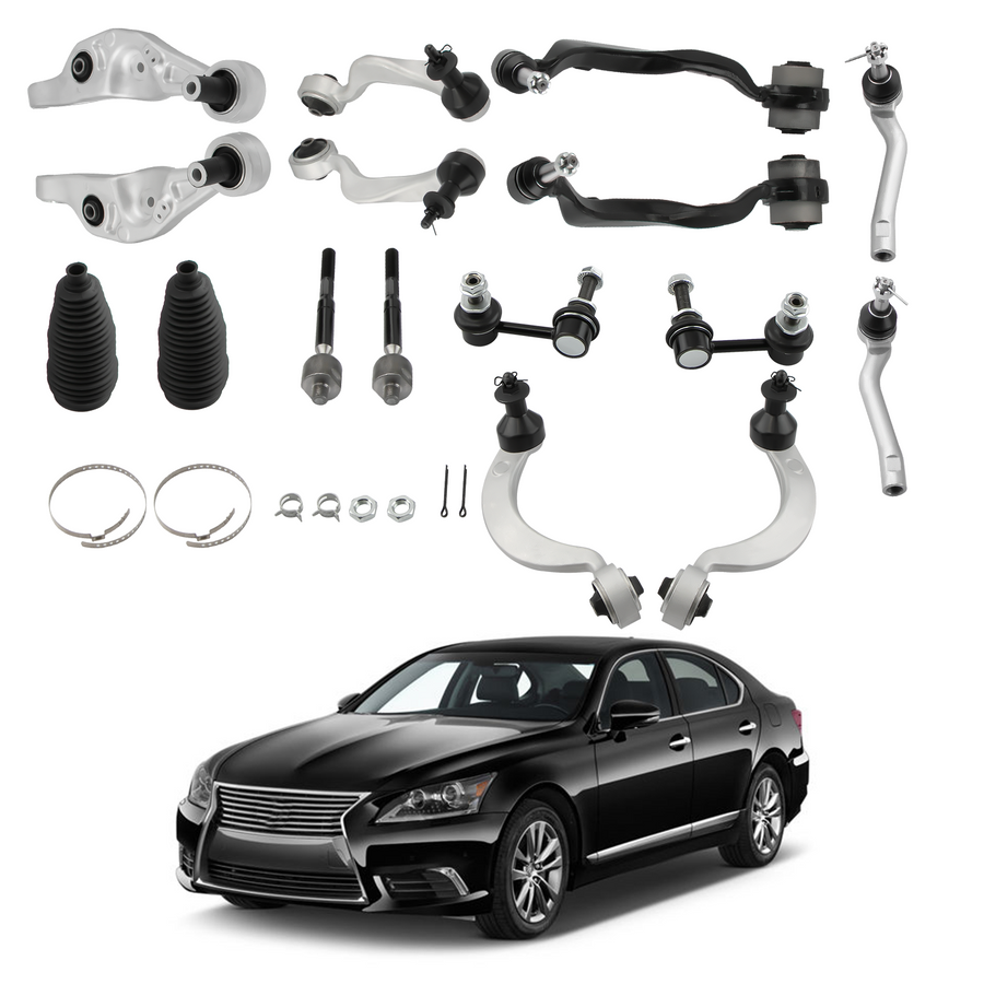 16pcs Front Lower Upper Control Arm Ball joint Tie Rod Kit compatible for Lexus LS460 07-17