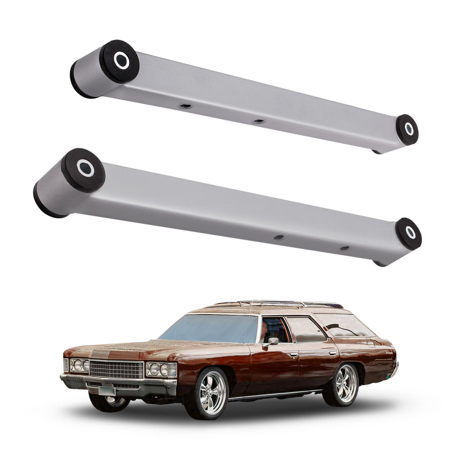Pair Rear Lower Control Arms with Bushings compatible for Impala B-Body 1971-1976