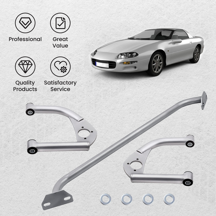 Front Upper Control A-Arms Strut Tower Bar for 93-02 compatible for Camaro Firebird V6 F-Body
