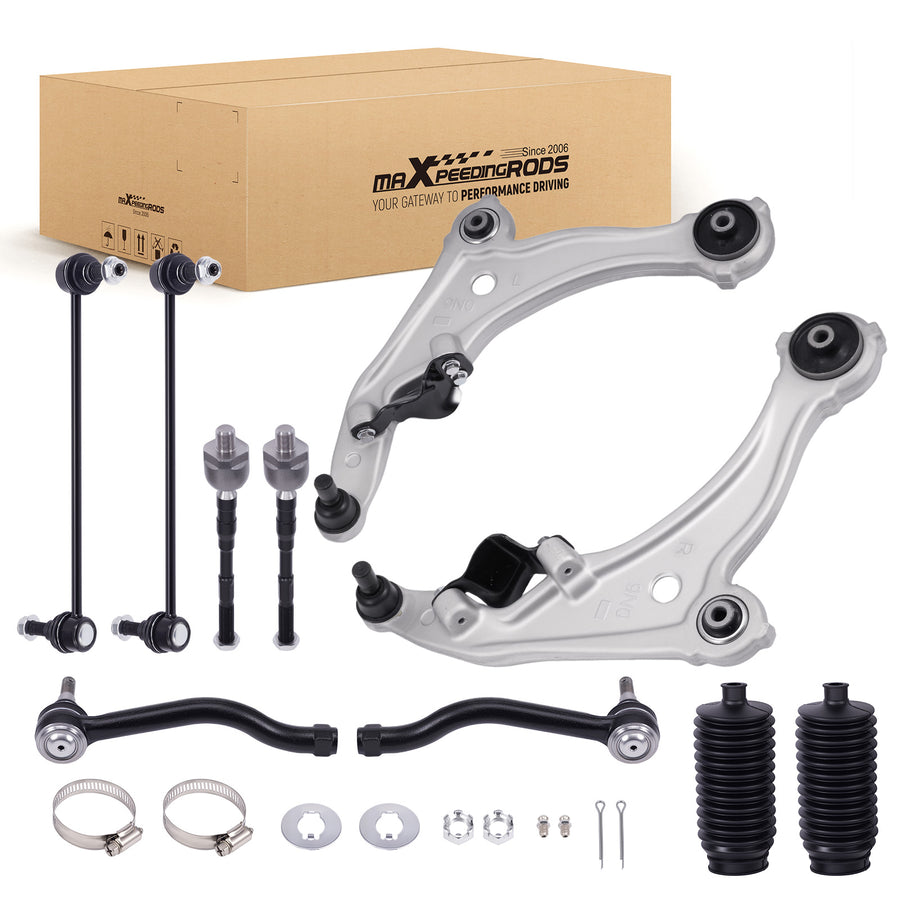 10pcs Front Lower Control Arms Tie Rod Left & Right compatible for Nissan Maxima 2009-2014