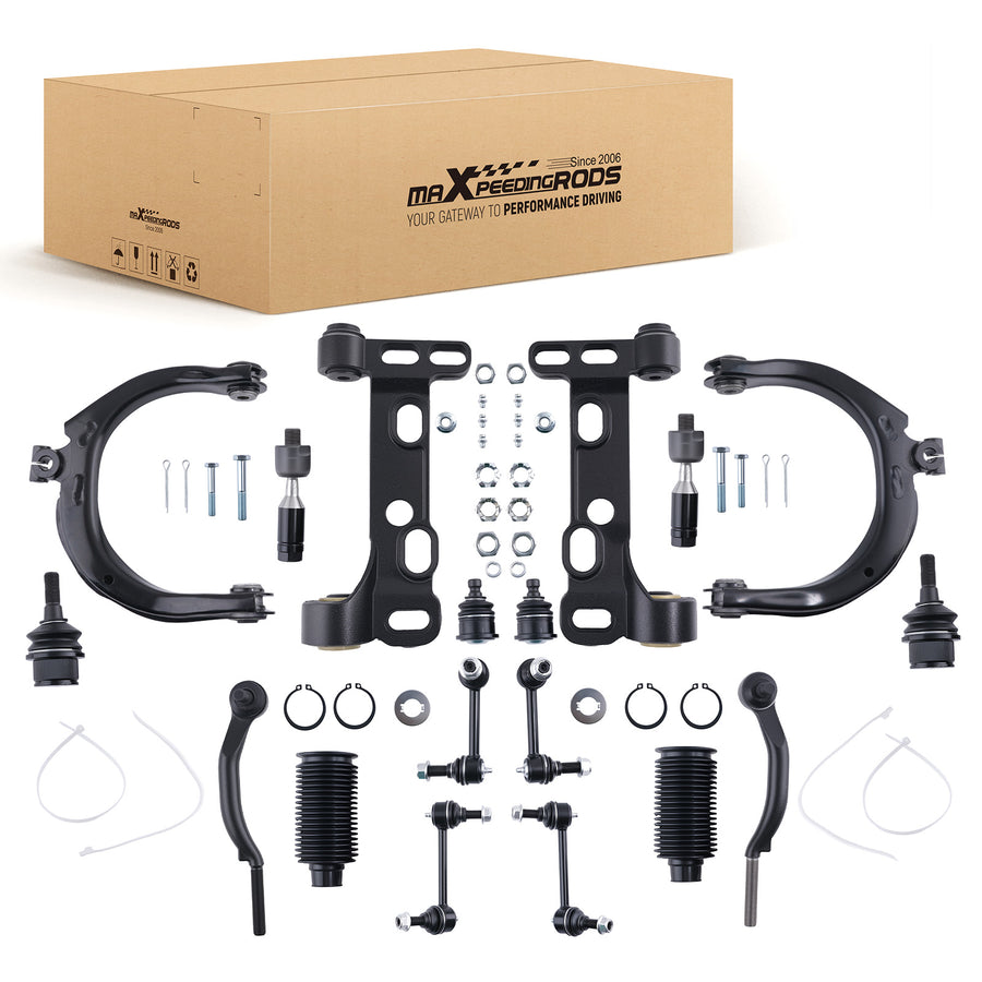 18x Front Upper Control Arms Tie Rods Sway Bar Links compatible for Buick Rainier 2004-2007