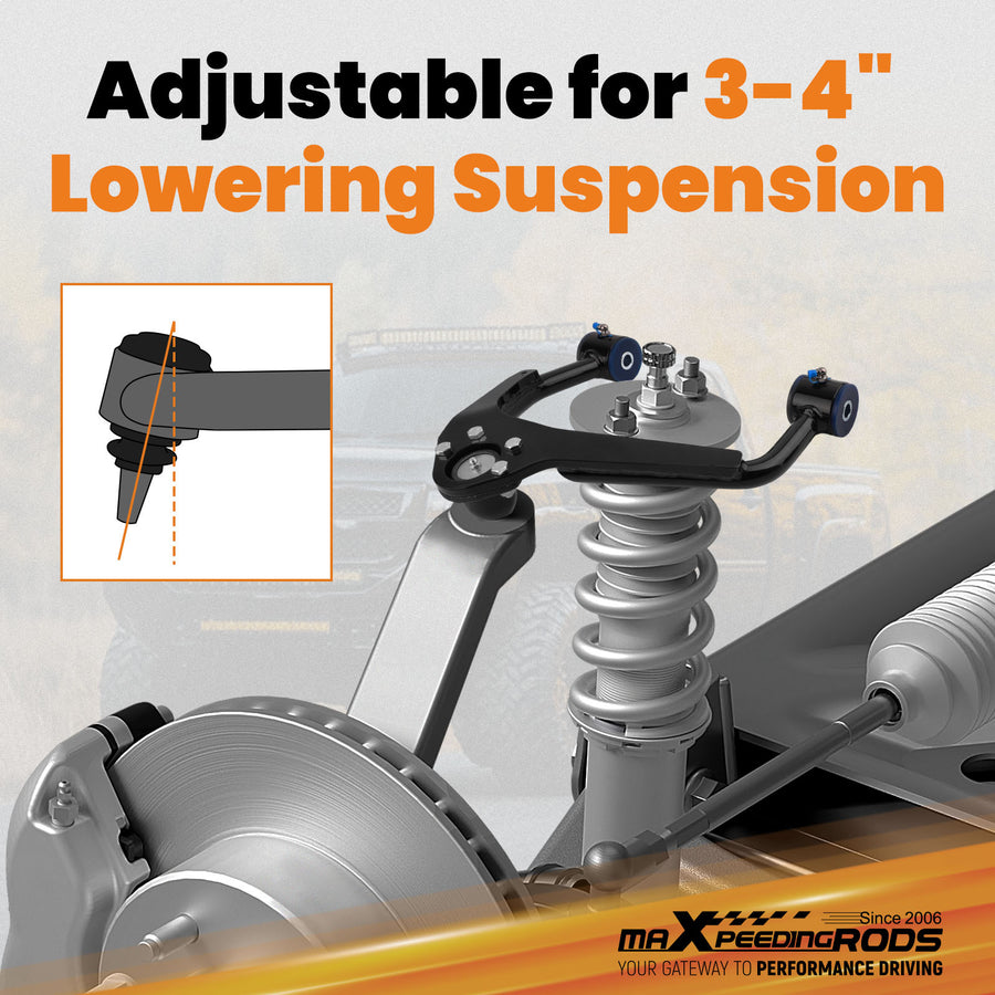 Lowering Upper Alignment Arms for 2007-2015 compatible for Chevy Silverado Sierra 1500 2WD 4WD