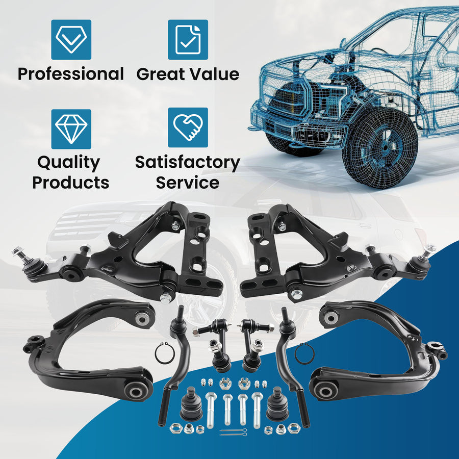 10pcs Complete Front Control Arms Suspension Kit compatible for Chevy Trailblazer compatible for GMC Envoy
