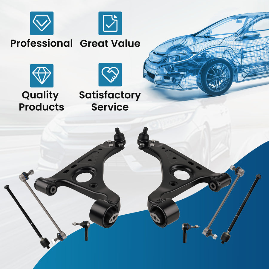 8x Front Lower Control Arms Tie Rods Sway Bars compatible for Buick Encore Trax 2013-2022