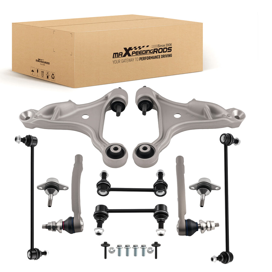 10pc Suspension Front Lower Control Arms Sway Bar compatible for Volvo S60 V70 2001-2007