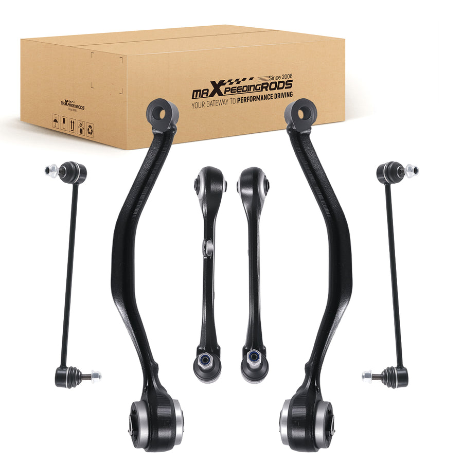 Front Lower Forward Rearward Control Arms Sway Bar Links for 2004 - 2010 compatible for BMW X3