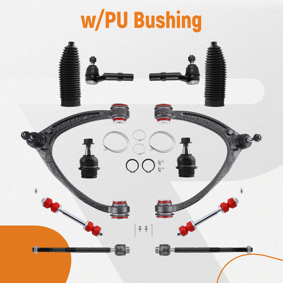 12Pcs Front Control Arms Ball Joint Poly Bushing for 07-13 compatible for Chevy Silverado 1500
