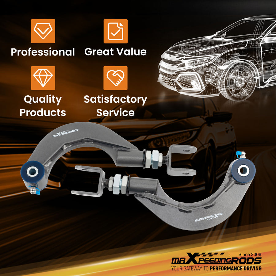 4x Adjustable Rear Camber Toe Control Arms For 2018-2023 compatible for Toyota Camry FWD only