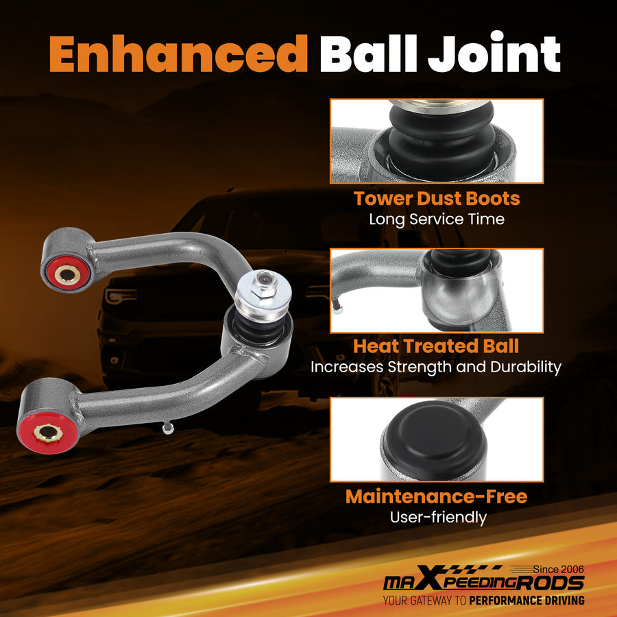 2x Front Upper Control Arm 2-4 Lift ONE-PIECE Bushing compatible for Tundra Sequoia 00-07