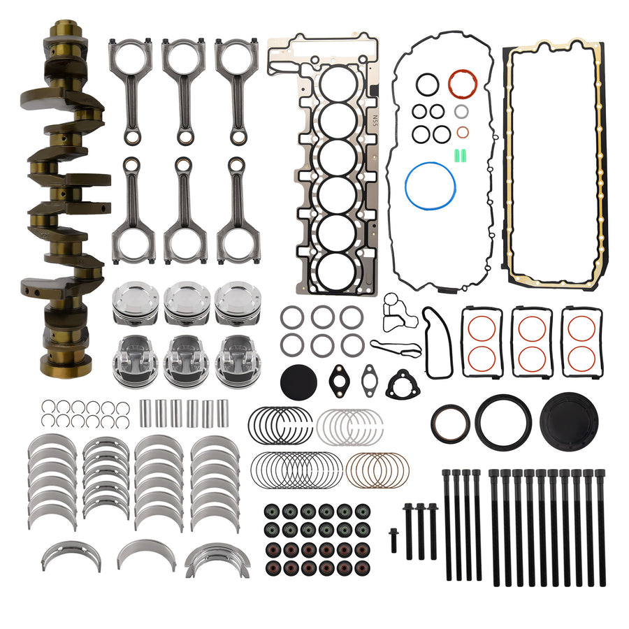 N55 3.0L Engine Rebuild Piston Gasket Bearings Kit w/ CrankshaftRods compatible for BMW
